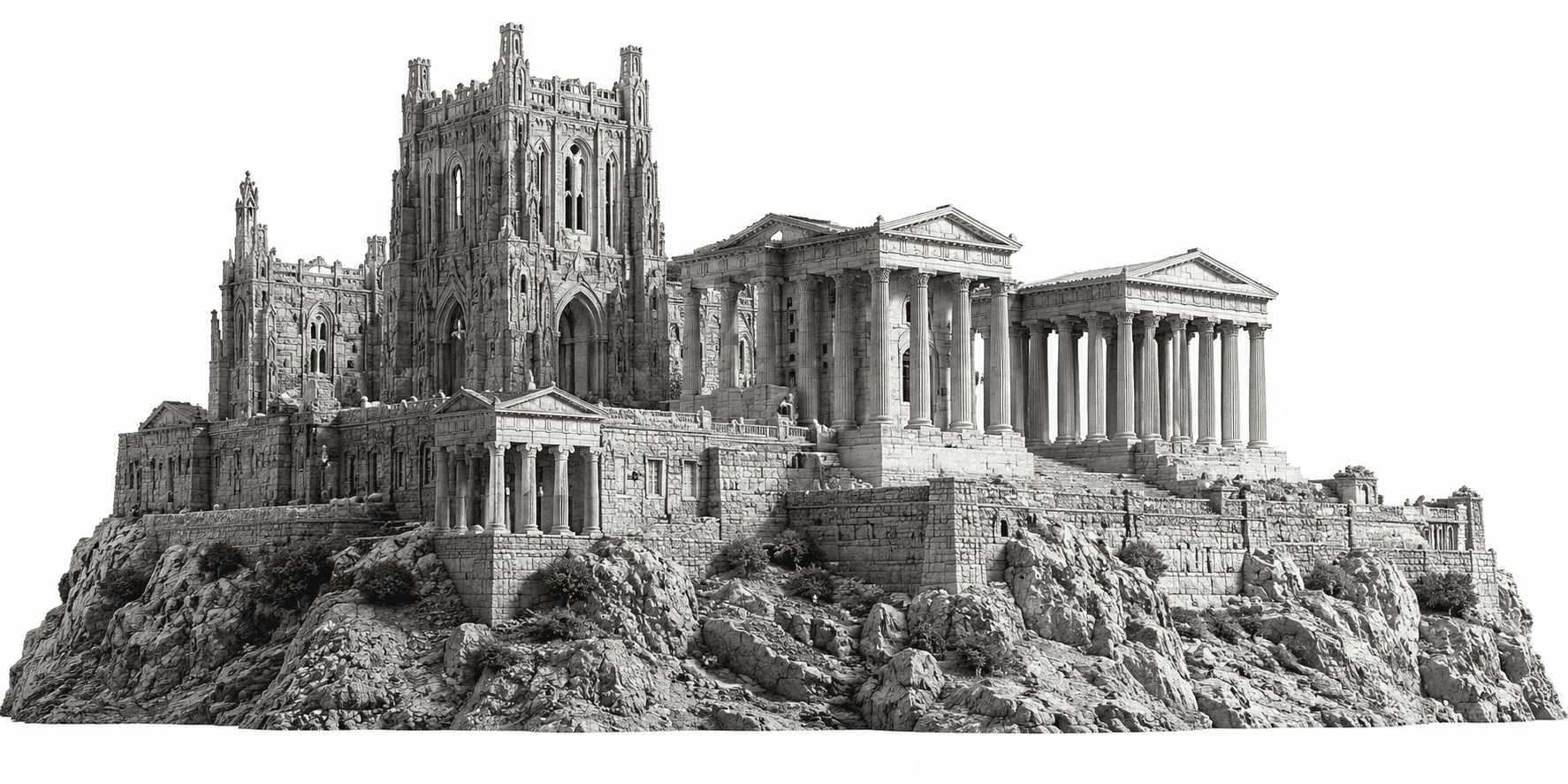 Ancient ruins and classical columns
